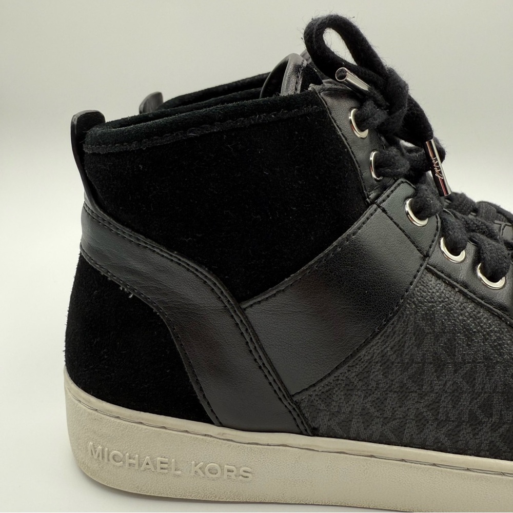 Michael Kors Black Paige High Top Leather/Suede Sneakers Size 10M - Picture 16 of 16